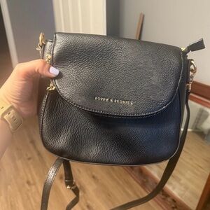 Poppy & Peonies Elegant Black Crossbody Bag